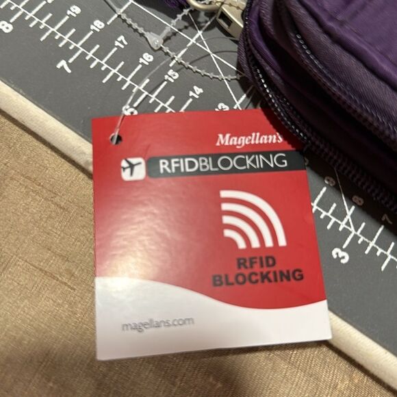 Magellan RFID Blocking Travel Wristlet Crossbody In Eggplant NWT - Picture 4 of 6